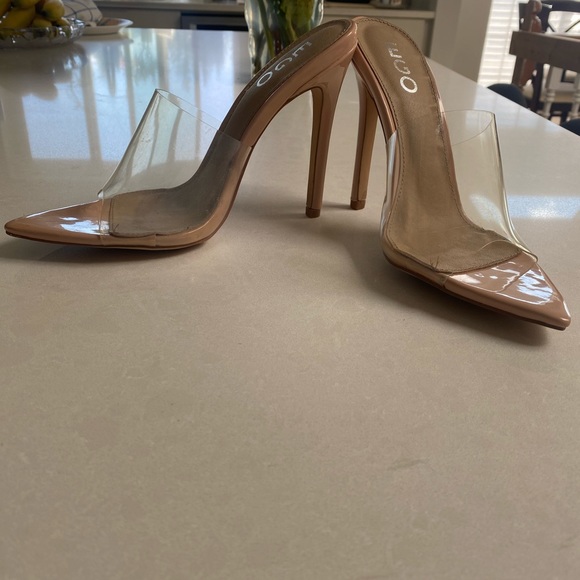 EGO Peep Toe Mule in Nude Patent - Picture 3 of 6